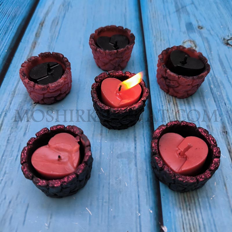 شمع وارمر قلب ترک خورده3 شمع وارمر قلب ترک خورده دو رنگ