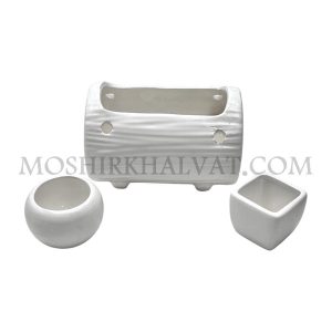 گلدان سرامیکی سفید با ابعاد متفاوت