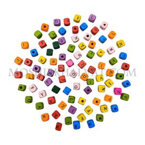 مهره چوبی مکعبی رنگی مدل حروف انگلیسی